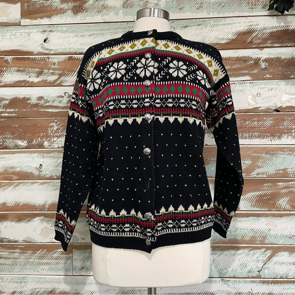 Figgjo Sweaters - Vintage FIGGJO Ski Snowboard Ladies Cardigan SWEATER 100% Virgin Wool Norway